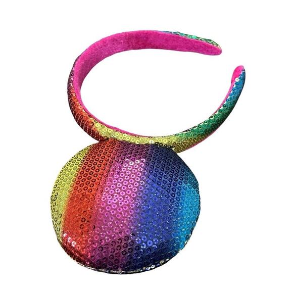 Disney Parks Rainbow Sequin Minnie Mickey Mouse Ears Headband Girls Colorful - Picture 6 of 15